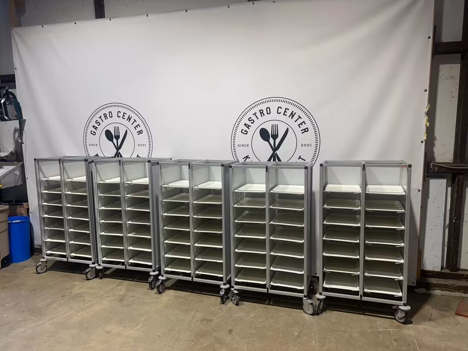 5x Scholl Tablettwagen RTW/Wagen für Tabletts/ 32x45 Tabletts/W45