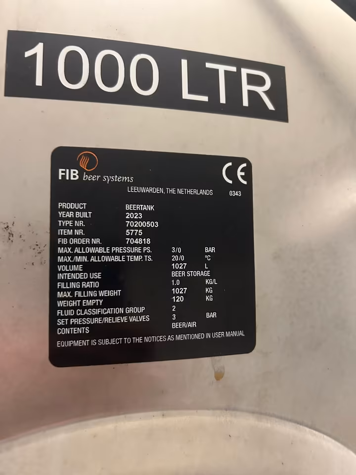 4x Biertank/ Lagertank/ 1000 Liter/ FIB/ 70200503/ Beertank