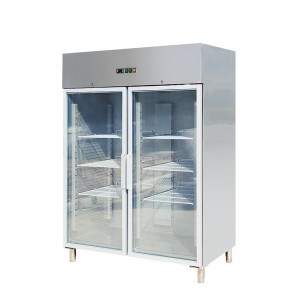 Edelstahlkühlschrank mit Glasstür, Inhalt 1333 Liter, GN2/1