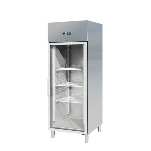 Edelstahlkühlschrank mit Glasstür, Inhalt 610 Liter, GN2/1 THL650TNG