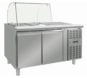 Kühltheke mit Glassaufsatz und Arbeitsplatte THP-2100SALGC