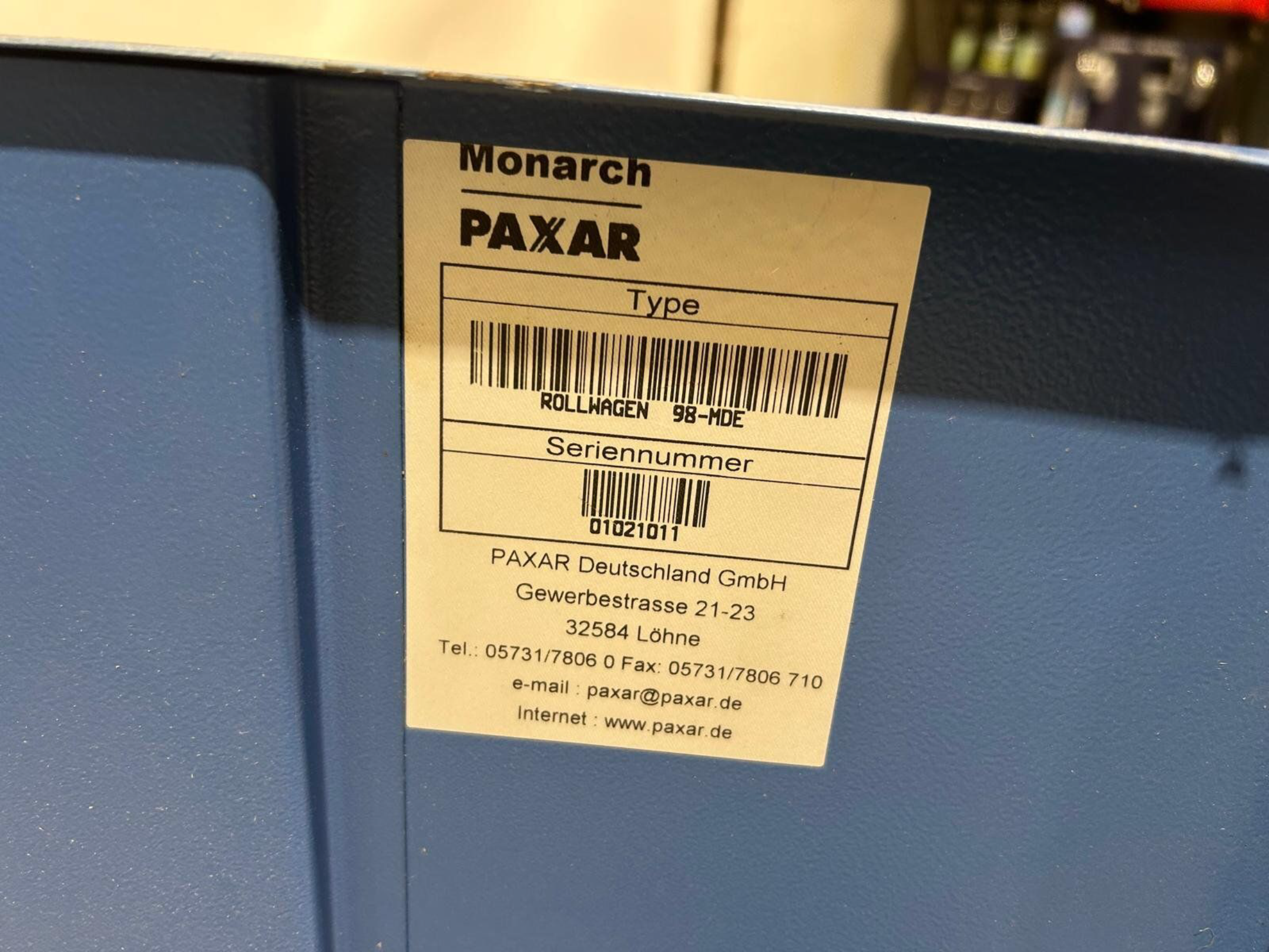 Paxar Monarch 98 -MDE Werstattwagen