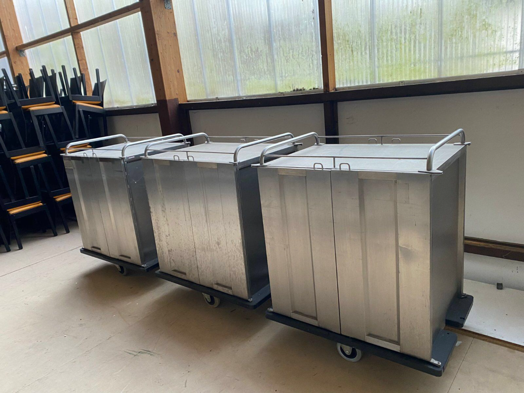 3 x Hupfer Stikkenwagen, Abräumwagen/ Tablettwagen