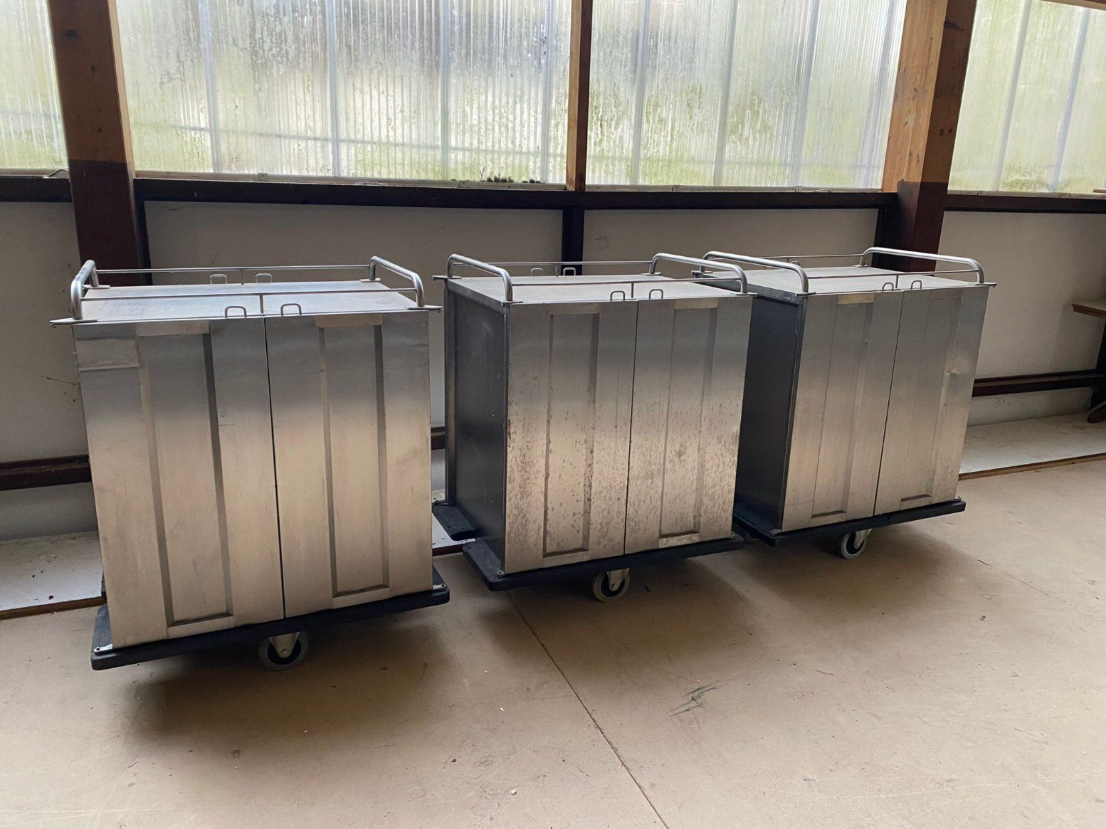3 x Hupfer Stikkenwagen, Abräumwagen/ Tablettwagen